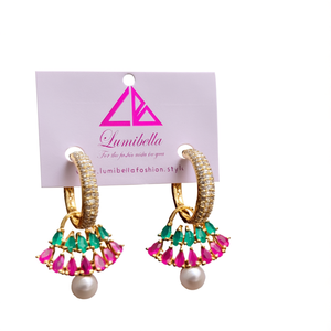 Fashion Hoop Earrings with American Diamond Style - Product Image 2