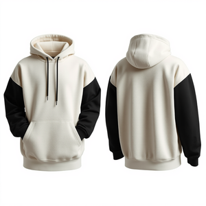Sweat-shirt à capuche en molleton épais pour homme, avec empiècements contrastants, en coton premium, vente en gros - Product Image 3