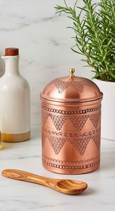 Handcrafted Copper Spices <b>Jar</b> In Antique Tinned Finished Perfect <b>For</b> Elegant Seasoning <b>Storage</b> And Unique <b>Kitchen</b> Decor - Product Image 5