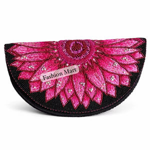 Pochette de soirée luxueuse faite à la main, ornée de fleurs et de perles, pour femmes, pour mariage ou fête, brodée à la main - Product Image 1