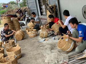 Eco Friendly Wholesale Round Cylinder Rattan Kids <b>Storage</b> <b>Basket</b> Cheap Price Open Weave <b>Fabric</b> Toy Bin Bulk Manufacturer Direct - Product Image 6