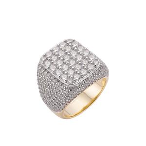 Anillo Cuadrado Audaz de Plata de Ley 925 con Diamante Cultivado en Laboratorio y Detalles de Piedras Brillantes para Minoristas - Product Image 1