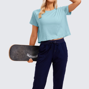 Camisetas Casuales de Alta Calidad para Mujer, Corte Ajustado, Manga Corta, Colores Sólidos Personalizados OEM - Product Image 2
