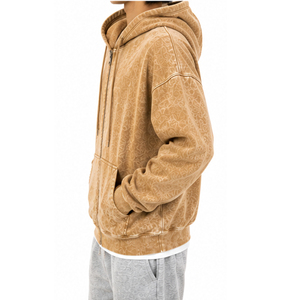 OEM Custom Vintage Acid Wash Full Zip Hoodie Men Women Unisex Oversized Vintage Streetwear Custom Embroidery Hoodie Manufacturer - Product Image 2