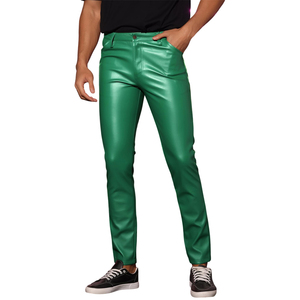 Pantalon en cuir slim pour jeunes hommes, séchage rapide, tissu confortable, poches personnalisées, pour le quotidien - Product Image 5