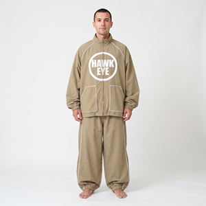 Ensemble survêtement coupe-vent en nylon pour homme avec veste zippée et logo personnalisé - Product Image 1