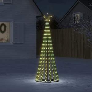 Sapin de Noël LED blanc chaud avec PVC vert foncé et fer cuivré pour l'éclairage de jardin - Product Image 1