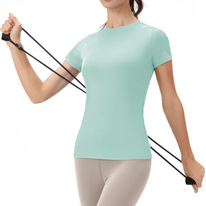 Wholesale Women's Summer <b>Compression</b> Shirts Breathable Quick Dry <b>Short</b> Sleeve Workout Wear Spandex - Product Image 4