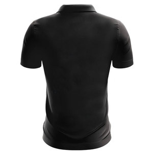 Men Black Short Sleeve Polo Shirt With Blue Geometric Print Casual Breathable Knitted Fabric Regular <b>Fit</b> Digital Printed Design - Product Image 2