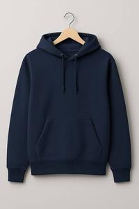Sudadera con capucha y cremallera para hombre, azul liso, con puños acanalados, forro polar, estampado digital, para otoño, corte regular, poliéster/algodón, antiencogimiento - Product Image 3