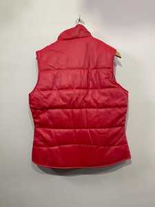 Gilet matelassé rouge sans manches pour femme, fermeture éclair, col montant, couleur unie, doudoune d'hiver en polyester - Product Image 5