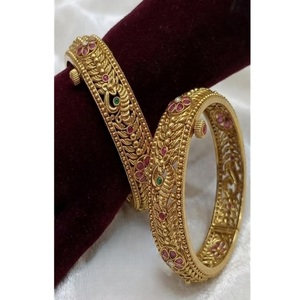 Chic Gold Plated <b>Bangle</b> Bracelets <b>Set</b> With Zircon Stones Flower Pattern Classic Style For Women Wedding Jewelry - Product Image 1