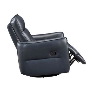 Poltrona Reclinabile in Pelle Blu di Lusso con Movimento Girevole, Arredamento per Soggiorno in Legno Massello - Product Image 6