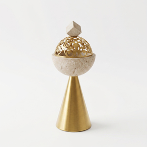 Premium Stone & Metal Incense Burner Durable, High Quality Matte Gold Finish Elegant Laser-Cut Design For Luxury Home Decor - Product Image 5