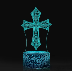 Lámpara LED de Noche con Cruz de Jesús en 3D, Ilusión Óptica, 7 Colores Cambiantes, Interruptor Táctil, Lámpara Decorativa de Mesa para Regalo de Cumpleaños - Product Image 3