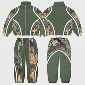 Ensemble de survêtement coupe-vent imprimé en nylon pour homme, avec fermeture éclair, logo personnalisé, veste et pantalon deux pièces, écologique et résistant au vent - Product Image 3