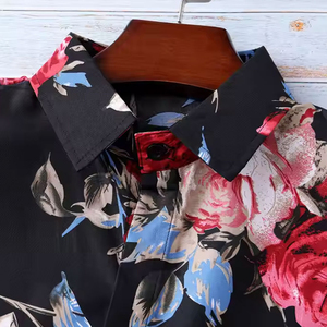 Chemises de plage décontractées pour hommes, tricotées, à col rabattu, respirantes, écologiques, à motif floral par sublimation, collection été, vente chaude - Product Image 5