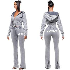 TITAN TREAD WEAR <b>Men's</b> Gray Hooded Tracksuit Set Full Sleeve Zipper Front Pocket Split Hem Casual Winter Wear Solid Color 100% - Product Image 1