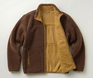 Chaqueta de Forro Polar Marrón para Hombre, con Cierre Completo, Estilo Casual para Invierno, Cuello Camisero, Forro Sherpa, Corte Regular, Resistente al Viento - Product Image 3