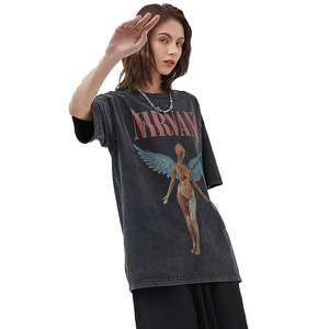T-shirt con stampa grafica effetto lavato, casual, vestibilità ampia, streetwear, grafica vintage, t-shirt casual streetwear unisex - Product Image 6