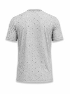 T-shirt à manches courtes pour homme, motif à pois gris, coupe classique, col rond, décontracté, en coton tricoté respirant, logo imprimé sur le devant - Product Image 3