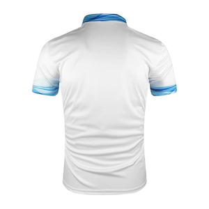 New Design <b>Men</b> Casual Cotton Polo <b>Shirts</b> Geometric Pattern Design Stylish Wave Print Collar & Hem <b>Men's</b> Short Sleeve Polo <b>Shirt</b> - Product Image 3