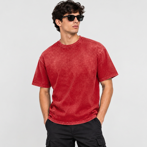 Camiseta Extra Grande Personalizada para Hombre, 100% Algodón, Estilo Casual Vintage Lavado, con Logotipo Bordado en el Pecho, Hombros Caídos, Corte Holgado - Product Image 6