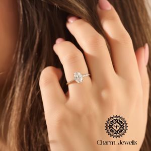 Bague de fiançailles classique pour femme Charm_Jewells plaquée or rose, sertie de moissanite taille coussin, certifiée IGI, 3 g - Product Image 6