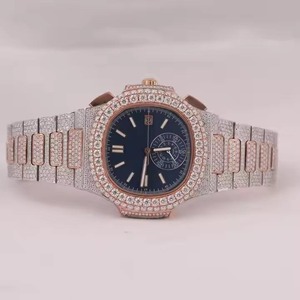 Moissanite Full Diamond High Quality Multifunctional Quartz Stainless Steel Luxury <b>Couple</b> Watch Wholesale Indian Manufacturer - Product Image 5