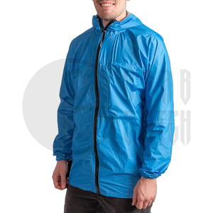 Chaqueta Impermeable Azul con Capucha para Hombre, Cierre de Cremallera, Corte Regular Informal, Exterior de Poliéster, para Primavera - Product Image 2
