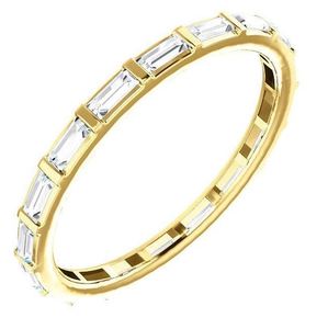 Anillo de Boda Geométrico de Eternidad Completa con Bisel, Moissanita de Corte Baguette, Plata de Ley 925, Apilable, para Compromiso y Aniversario - Product Image 2