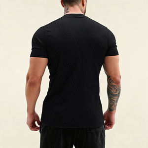 Men's Slim Fit <b>Black</b> Short Sleeve O-Neck T-<b>Shirt</b> Quick Dry Knitted Polyester Casual Solid Color <b>Compression</b> <b>Shirt</b> - Product Image 4