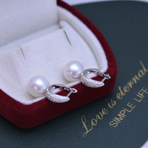 Pendientes de Perlas de Agua Dulce de 10-11 mm, Grandes, Blancas y Púrpuras, Redondas, con Luz Intensa, Ligeras Imperfecciones, Plata de Ley S925, Joyería de Perlas de Primera Calidad - Product Image 4