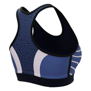 Customize Sports <b>Bra</b> Gradient <b>Blue</b> White Print Breathable Medium Support Yoga Activewear Spandex Polyester - Product Image 5