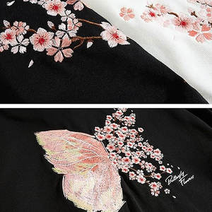 เสื้อฮู้ดสีดำขนาดใหญ่พิเศษ ปักลายผีเสื้อและดอกไม้ด้วยมือ ดีไซน์แบบยูนิเซ็กส์ สวมใส่สบายๆ ในฤดูใบไม้ผลิ - Product Image 5