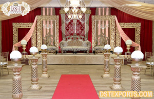 Decoración de escenario de boda, juego de 5 asientos de estilo Mughal de la India, decoración de escenario de boda, estilo real de París - Product Image 6