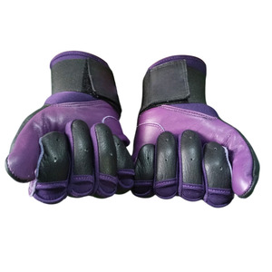Guantes de Bateo de Béisbol Profesionales de Cuero Genuino XL, para Entrenamiento, Ambidiestros, Morados y Negros, con Soporte para Muñeca, Equipo Deportivo - Product Image 2