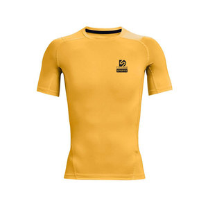 T-shirts de compression pour hommes avec logo personnalisé, faible MOQ, vêtements de sport, tissu éco-responsable, séchage rapide, respirant, en Spandex/Polyester, nouvelle arrivée - Product Image 1
