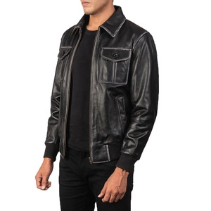 Premium Quality <b>Genuine</b> <b>Leather</b> <b>Jacket</b> <b>Men</b> Custom Logo Front Design Windproof Heated Plus Size Winter Fall Baseball Style - Product Image 4