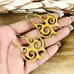 Nuevos Aretes Boho de Latón con Diseño Tribal, Joyería para Mujer, Chapados en Oro de 18k, Aros Geométricos con Filigrana en Espiral, para Venta al Por Mayor/OEM/ODM - Product Image 2
