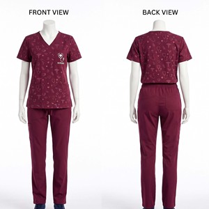Conjunto de Uniformes Médicos Blackhardson Unisex Estampados, 180 GSM, Mezcla Premium de Algodón y Poliéster, Color Durazno, Uniformes de Hospital Personalizados - Product Image 3