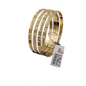 22K Solid <b>Gold</b> <b>Bangles</b> <b>Set</b> for Women 4 Pcs Handcrafted Traditional Indian Wedding Jewelry Real Yellow <b>Gold</b> Bracelet Gift - Product Image 2