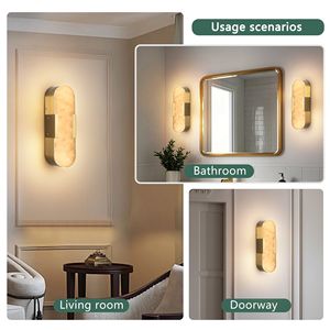 Applique da Parete in Marmo Naturale da 35 cm, Set di Applique Moderne Dorate per Interni, Illuminazione a Parete per Bagno, Soggiorno, Camera da Letto - Product Image 5