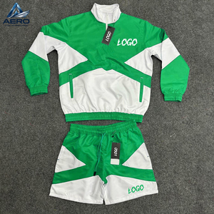 Custom Logo Good Supplier Customized Contrast Color New Trendy Adult Outer Wear Best Lightweight Fabric Windbreaker Short <b>Sets</b> - Product Image 3