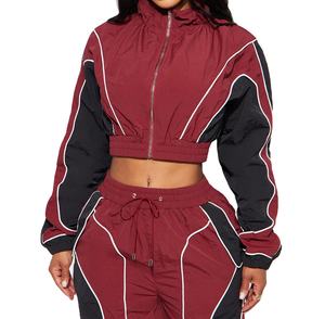 เสื้อแจ็กเก็ตและกางเกงกันลมผ้าไนลอนน้ำหนักเบาสำหรับผู้หญิงพิมพ์ลายแนวสตรีทเสื้อกันลมชุดวอร์มฤดูหนาว - Product Image 4