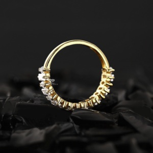 Anillo de boda de oro amarillo de 14K con diamantes de laboratorio marquesa y baguette, banda de eternidad apilable y alternada para mujer, venta al por mayor - Product Image 5
