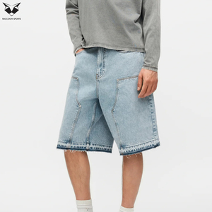 Shorts en jean bleu clair pour homme, coupe décontractée, style streetwear, avec logo personnalisé, pour l'été – Fournisseur professionnel - Product Image 4