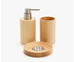 Juego de Muebles de Baño de Dos Piezas de Madera Cuadrados y Delgados, Ecológicos y de Alta Calidad, Incluye Dispensadores de Bambú - Product Image 5