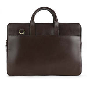 Minimalist Leather Laptop Briefcase with Organized Storage Compartments Soft Zipper Closure Business Office <b>Bag</b> - Product Image 1