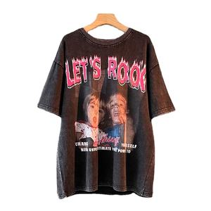 Camiseta de hombre pesada de microfibra de alta calidad Vintage Streetwear logotipo serigrafiado personalizado Fitness Color en blanco liso - Product Image 1